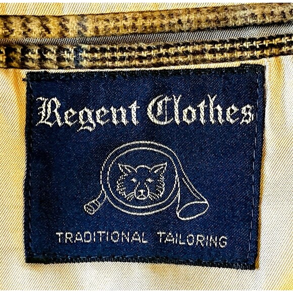 Regent Clothes Vintage Sport Coat Glen Plaid Windowpane Brown 42 43 44 Academia - Picture 2 of 15